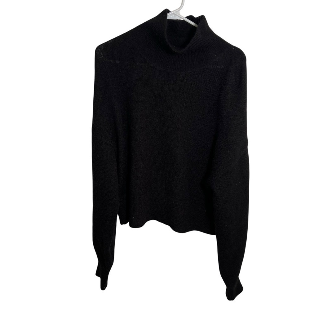 H&M Women's Size 4 Mohair-Blend Polo-Neck‎ Jumper Sweater Black Wool Blend